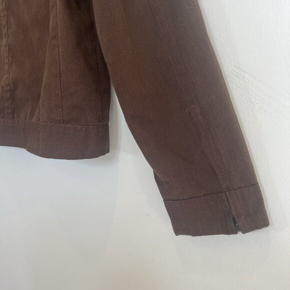 SF415 Full Zip Short Jacket Brown Poly-Cotton Blend Zip Cuff M - Picture 14 of 16